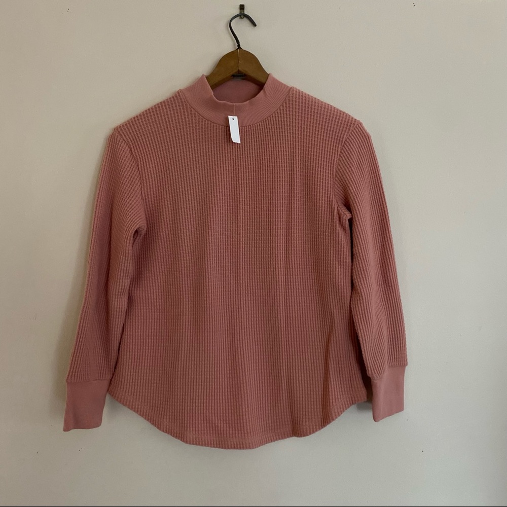 *NWT* Madewell Mockneck Waffle Sweatshirt Tee